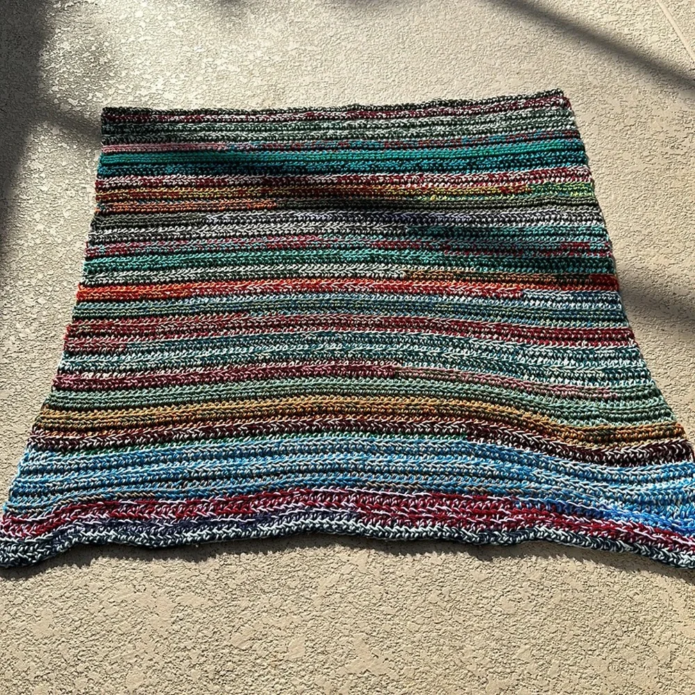 Handmade Crocheted knitted Blanket/Lap Throw-multi colored NEW-Warm